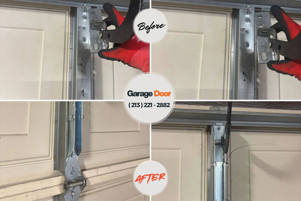 Before and after: garage door repair Henderson, TX